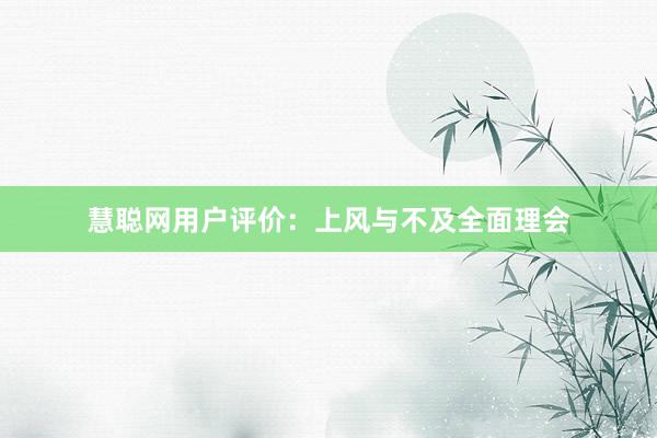 慧聪网用户评价：上风与不及全面理会